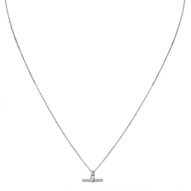 Rhodium Plated CZ Toggle Necklace
