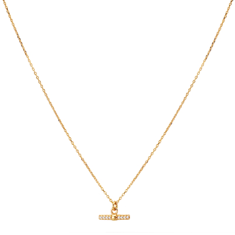 Gold Plated CZ Toggle Necklace