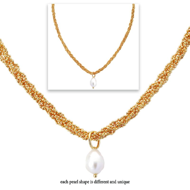 Italian 14kt Gold Plated Pearl Necklace