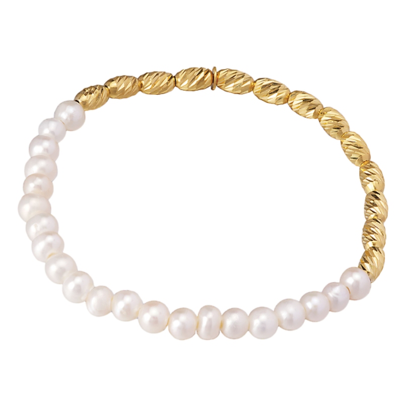 Italian Gold Plated Bead and Pearl Bracelet