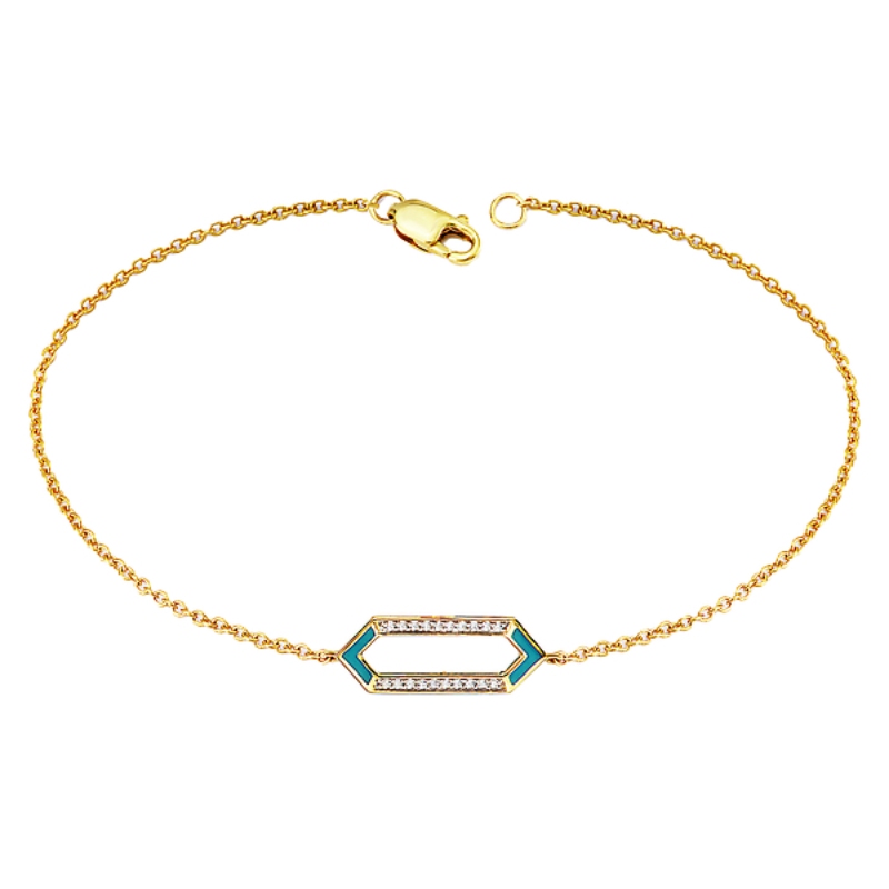 14kt Gold Plated Turquoise Enamel Bracelet