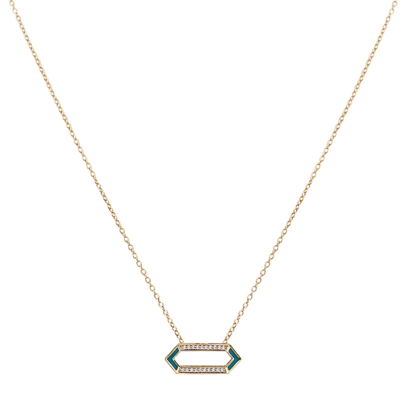 14kt Gold Plated Turquoise Enamel Necklace