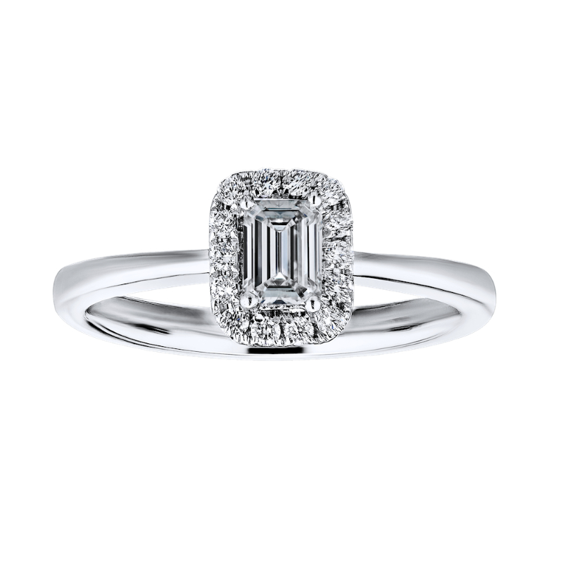 14KW Emerald Halo Diamond Engagement Ring