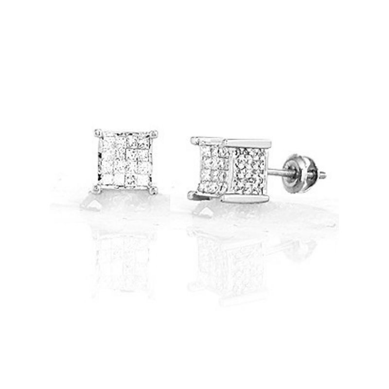 Men's Princess Cut Diamond Earrings