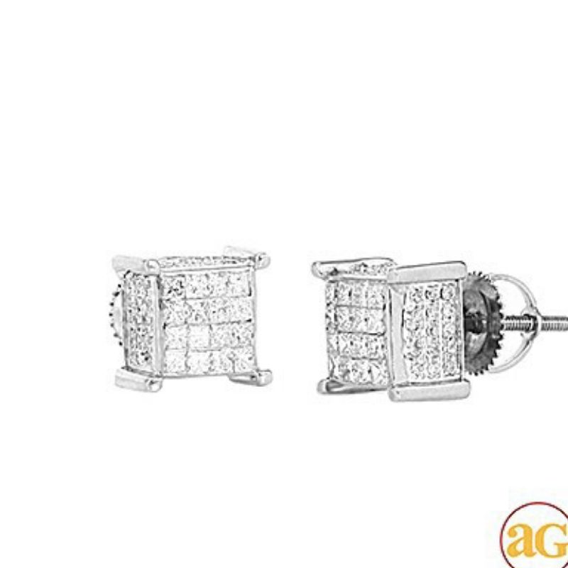 Men's Princess Cut Diamond Earrings