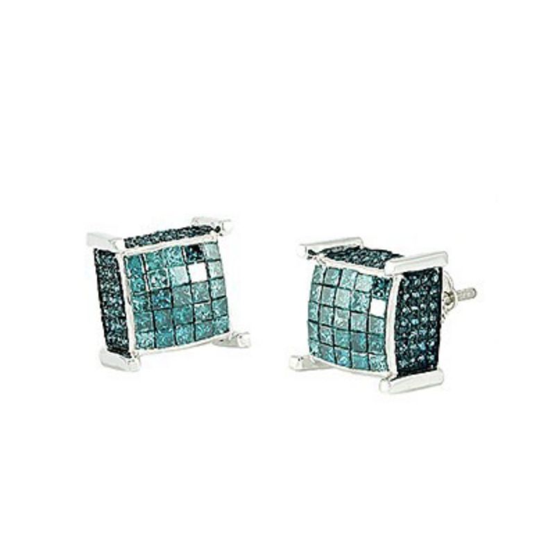 Men's Blue Diamond Earrings