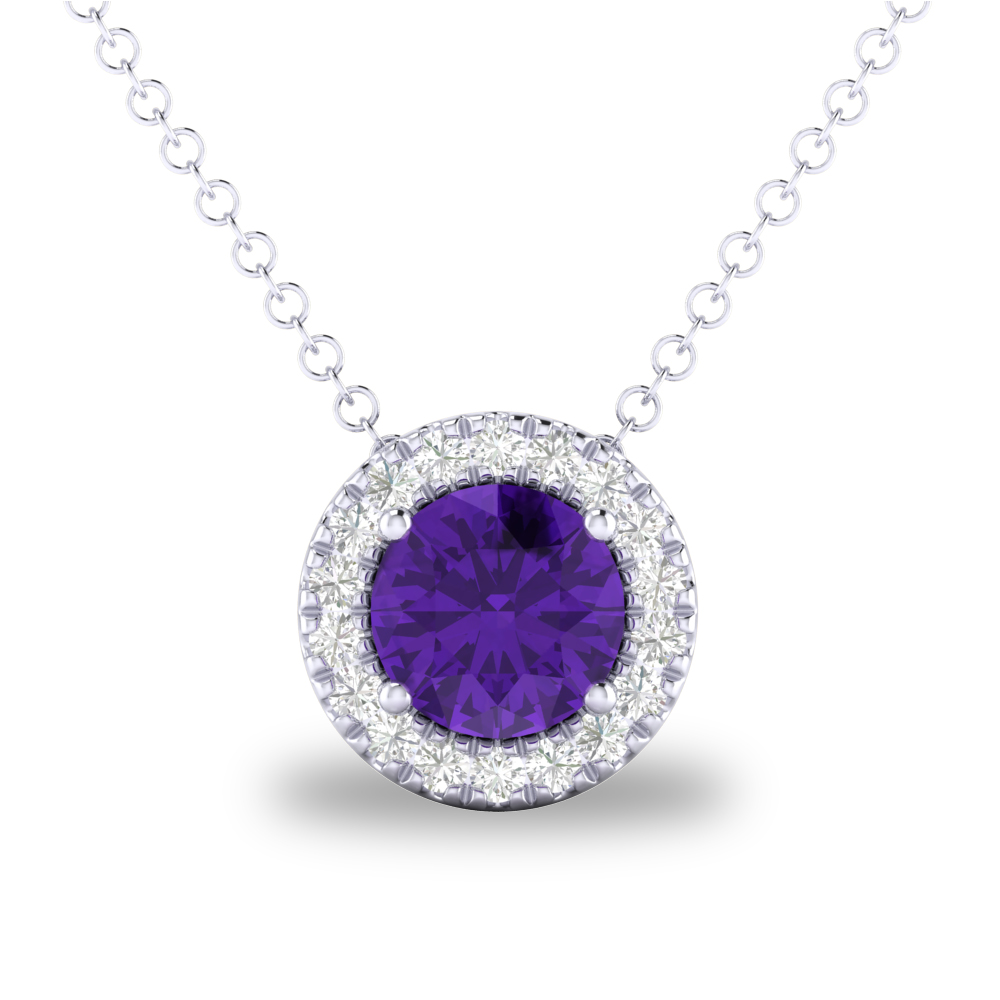 10KW February Birthstone Pendant