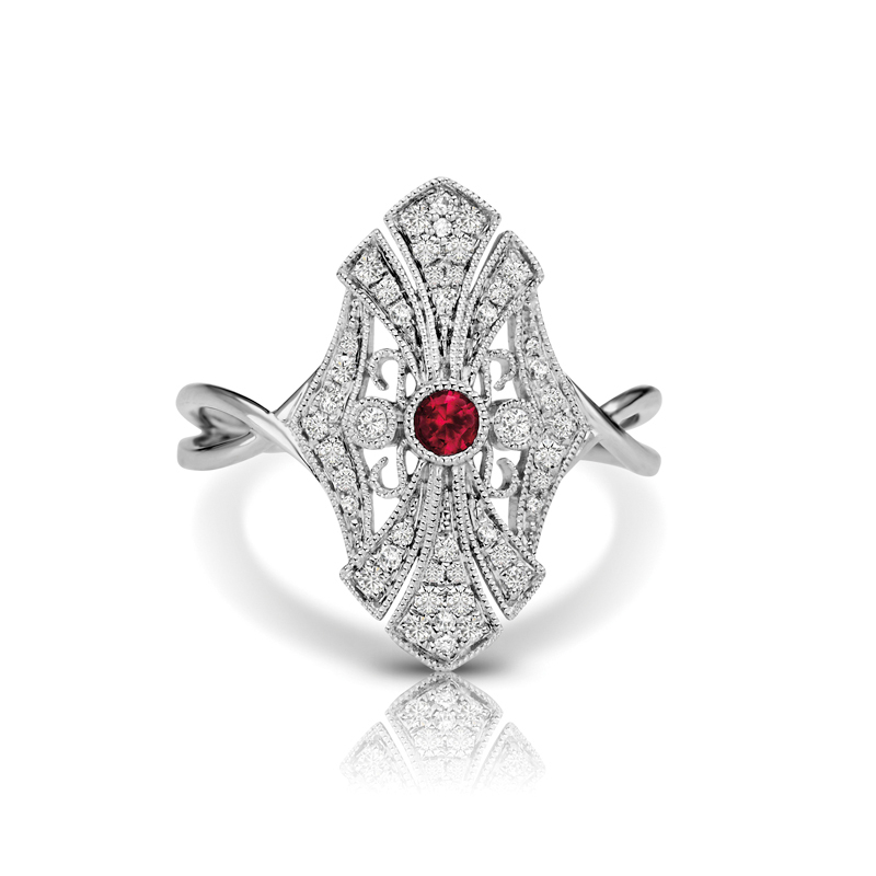 14KW Ruby & Diamond Couture Ring