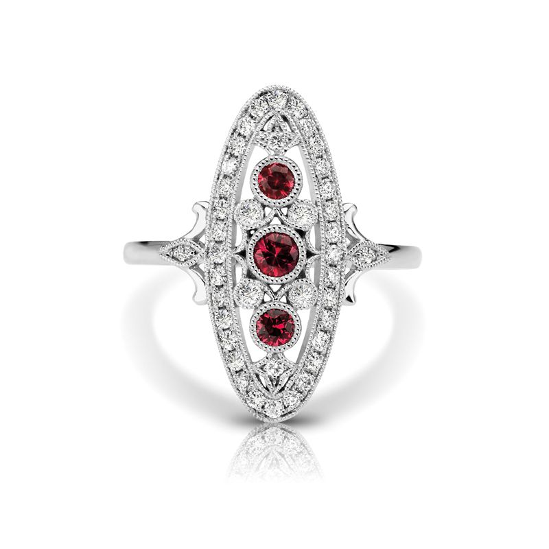 14KW Ruby & Diamond Couture Ring
