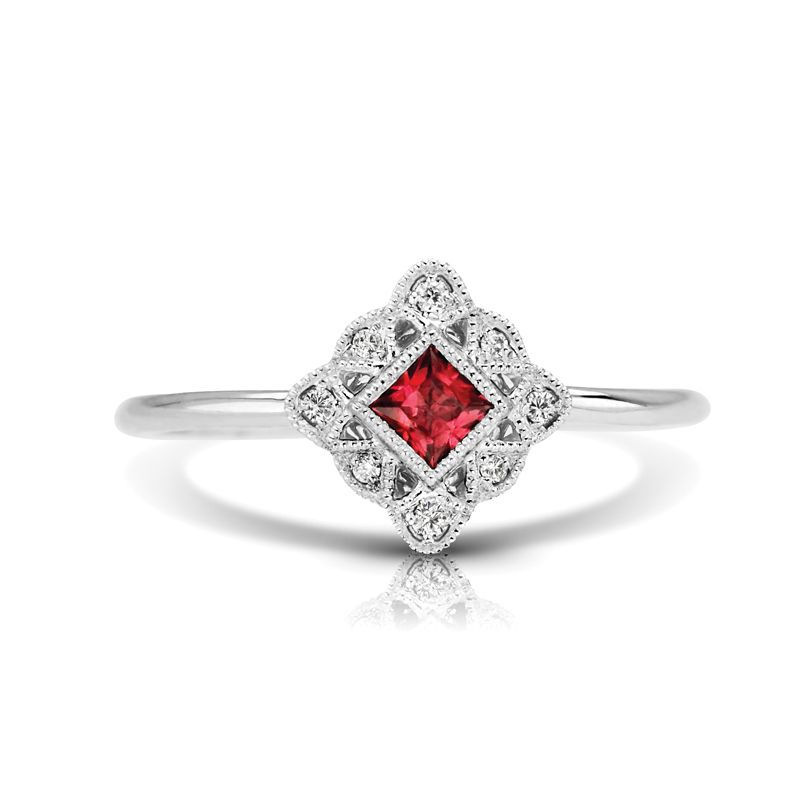 14KW Ruby & Diamond Couture Ring