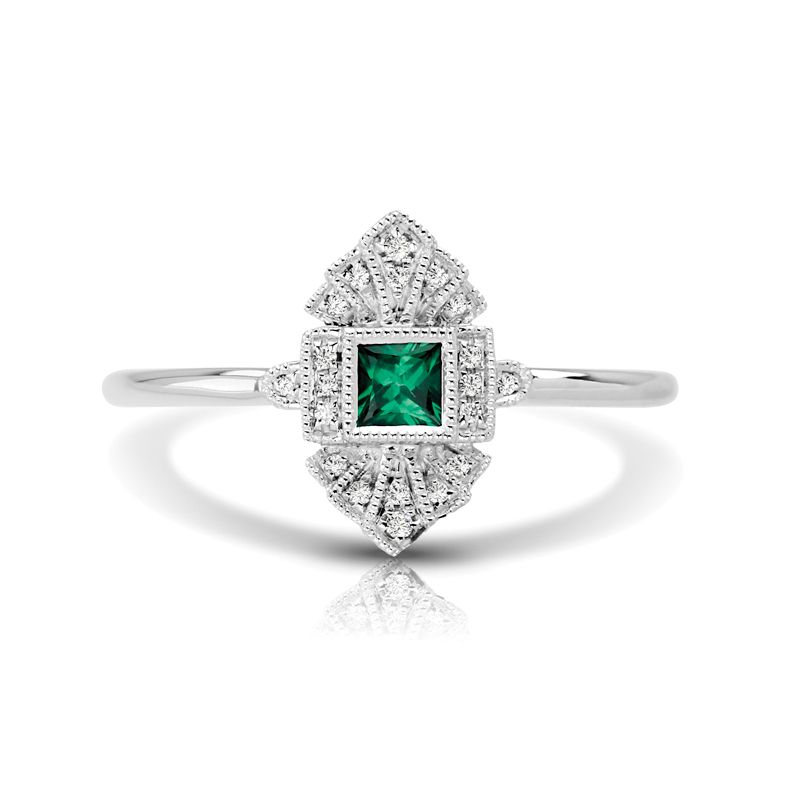 14KW Emerald & Diamond Couture Ring