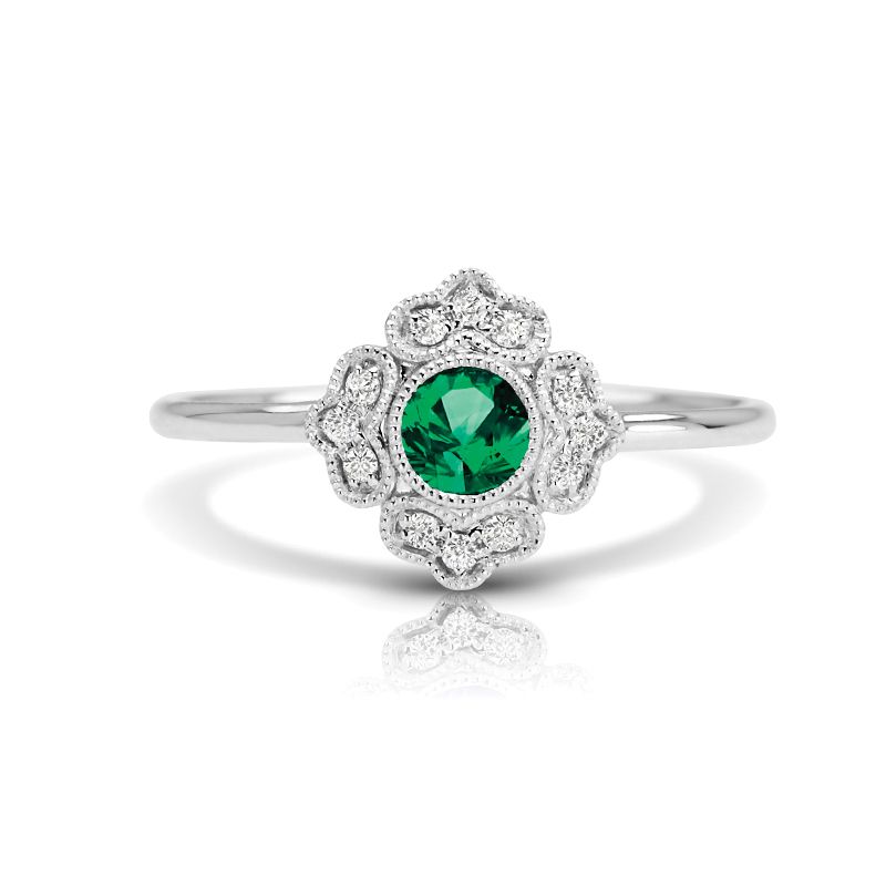 14KW Emerald & Diamond Couture Ring