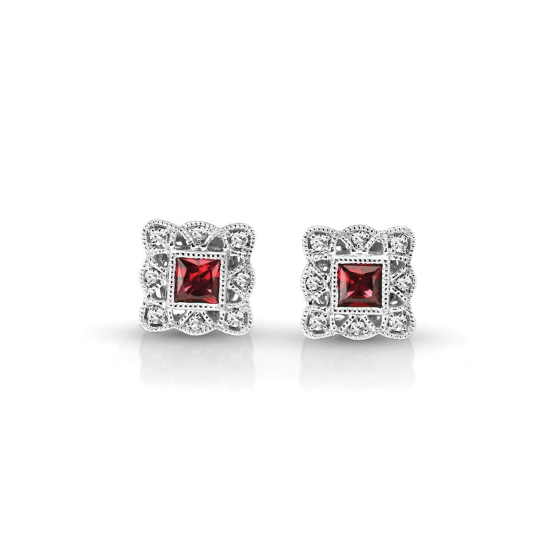 14KW Ruby & Diamond Couture Earrings