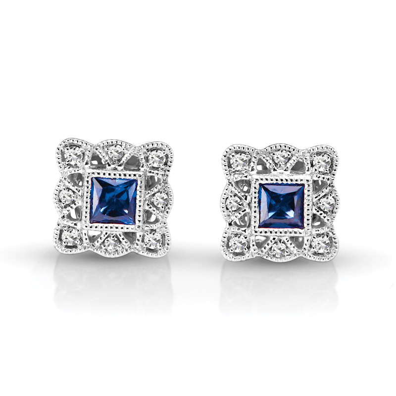 14KW Sapphire & Diamond Couture Earrings