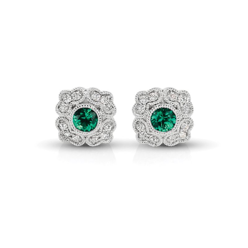 14KW Emerald & Diamond Couture Earrings