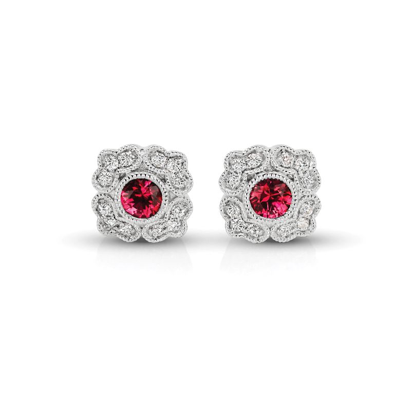 14KW Ruby & Diamond Couture Earrings
