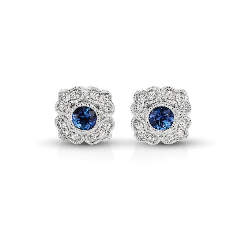 14KW Sapphire & Diamond Couture Earrings