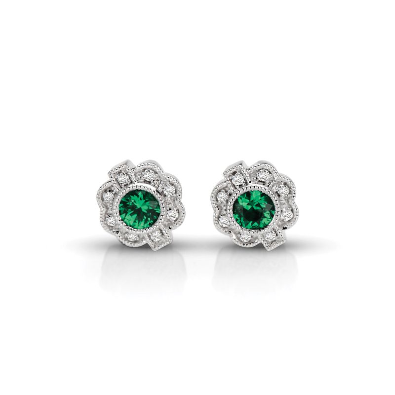 14KW Emerald & Diamond Couture Earrings