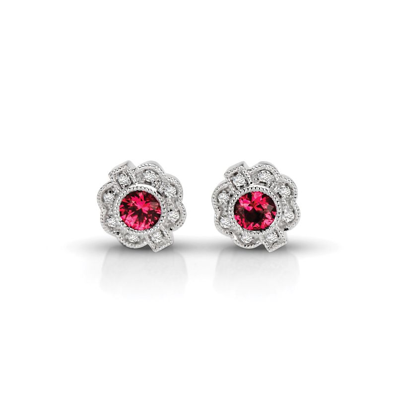 14KW Ruby & Diamond Couture Earrings