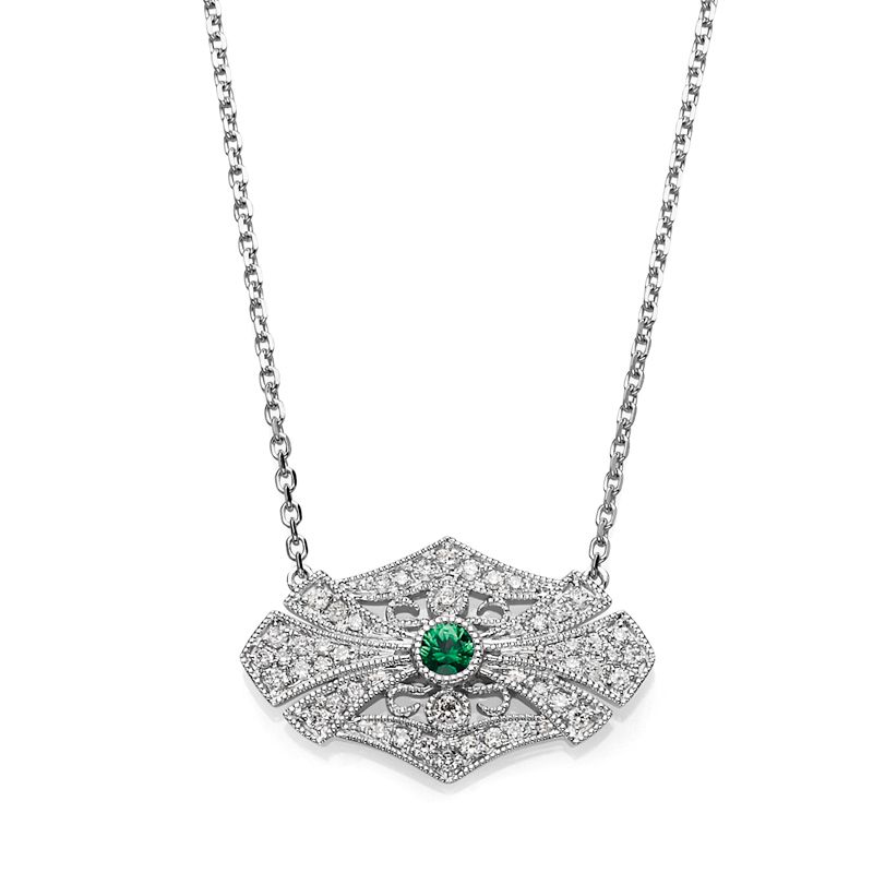 14KW Emerald & Diamond Couture Necklace