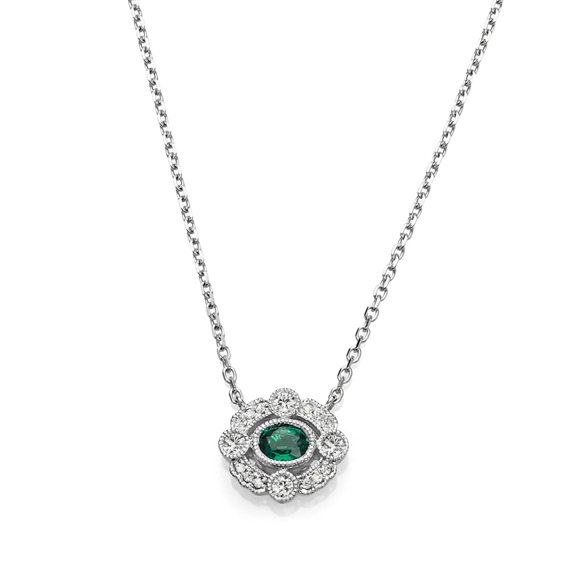 14KW Emerald & Diamond Couture Necklace