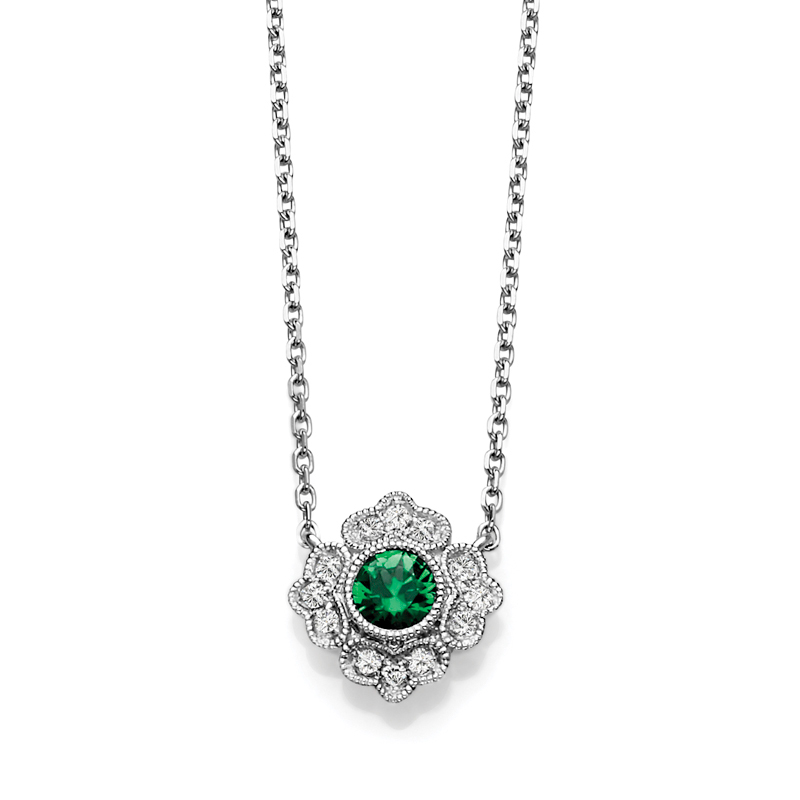 14KW Emerald & Diamond Couture Necklace