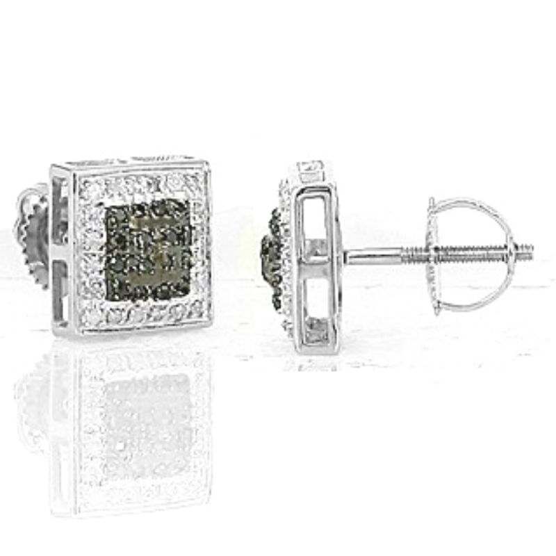 Men's Black and White Diamond Earrings