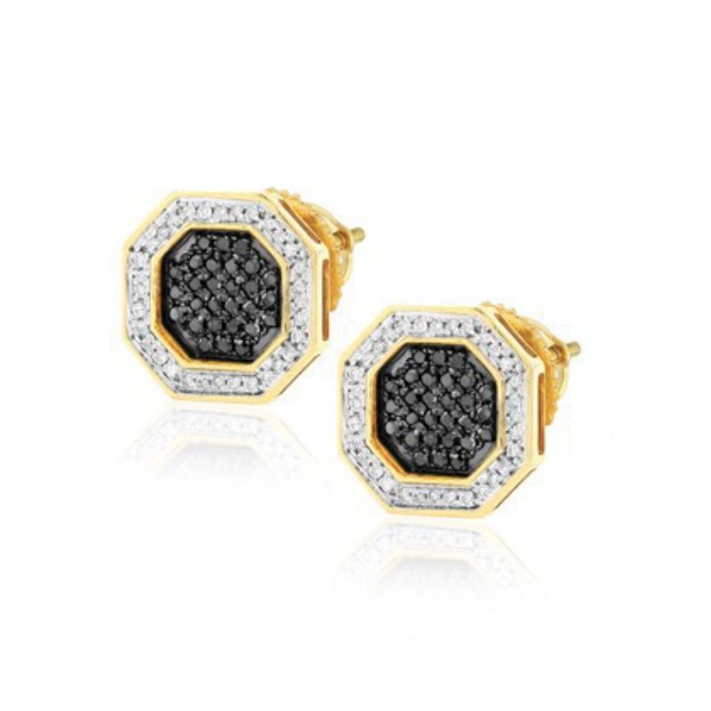 Men's Black and White Diamond Earrings